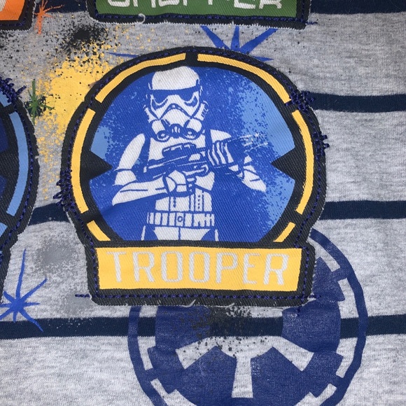 Boy's Size 9-10 Disney Store Star Wars Gray Navy Striped S/S T-Shirt Top Trooper - Picture 5 of 9